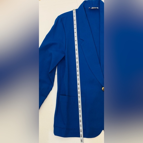 Royal Blue Jacket Blazer Size 12 Requirements Petite Made in the USA Vintage - Picture 5 of 9